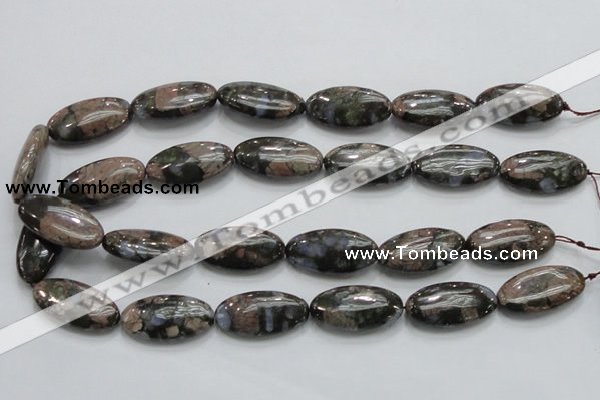 COP256 15.5 inches 15*30mm oval natural grey opal gemstone beads