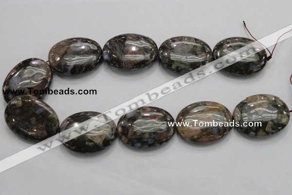 COP259 15.5 inches 30*40mm oval natural grey opal gemstone beads