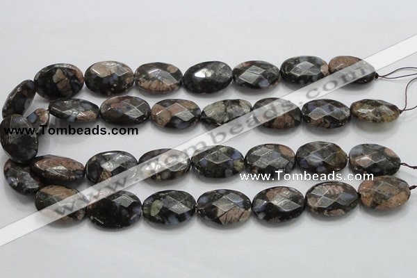 COP261 15.5 inches 18*25mm faceted oval natural grey opal beads