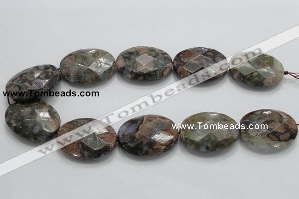 COP262 15.5 inches 30*40mm faceted oval natural grey opal beads