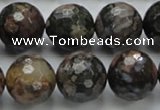 COP272 15.5 inches 20mm faceted round natural grey opal gemstone beads