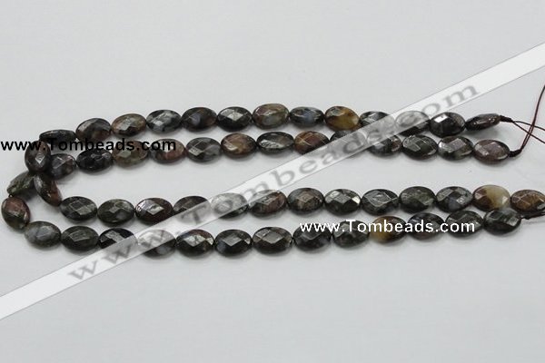 COP273 15.5 inches 10*14mm faceted oval natural grey opal gemstone beads