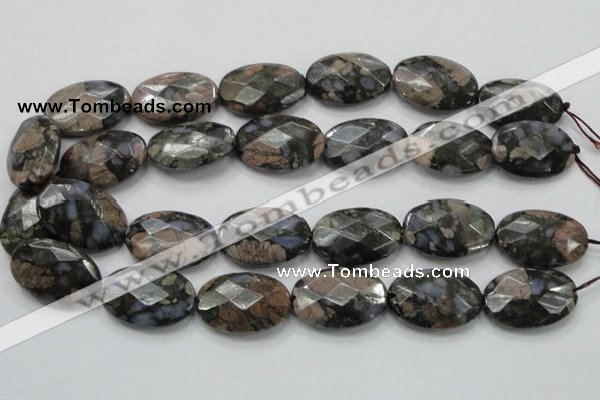 COP274 15.5 inches 20*30mm faceted oval natural grey opal gemstone beads