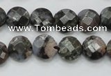 COP275 15.5 inches 12mm faceted round natural grey opal gemstone beads