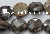 COP277 15.5 inches 20mm faceted round natural grey opal gemstone beads