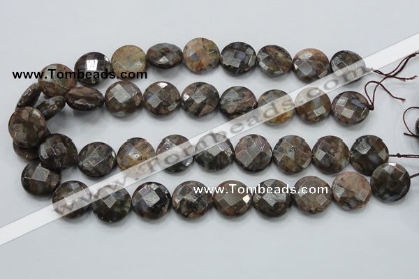 COP277 15.5 inches 20mm faceted round natural grey opal gemstone beads