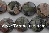 COP295 15.5 inches 16mm faceted coin natural grey opal beads