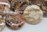 COP308 15.5 inches 22mm flat round brandy opal gemstone beads wholesale