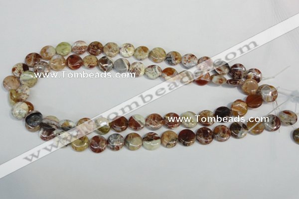 COP309 15.5 inches 12mm flat round brandy opal gemstone beads wholesale