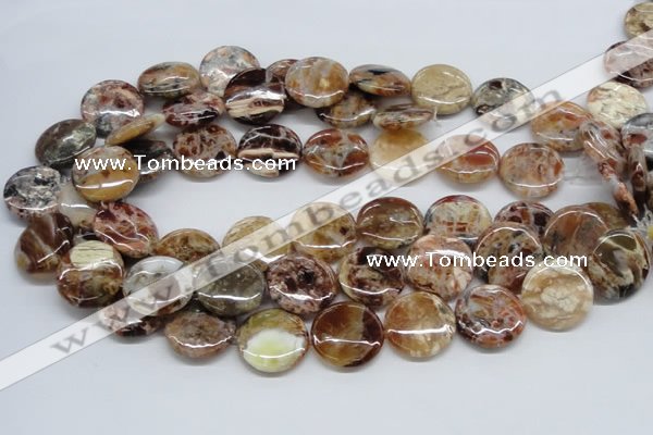 COP311 15.5 inches 20mm flat round brandy opal gemstone beads wholesale