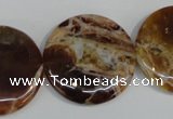 COP312 15.5 inches 30mm flat round brandy opal gemstone beads wholesale