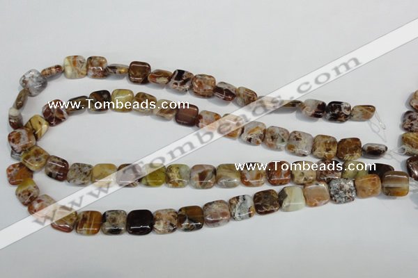 COP321 15.5 inches 12*12mm square brandy opal gemstone beads wholesale