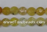 COP345 15.5 inches 10mm faceted coin yellow opal gemstone beads