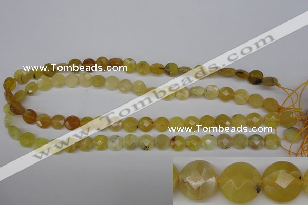 COP345 15.5 inches 10mm faceted coin yellow opal gemstone beads