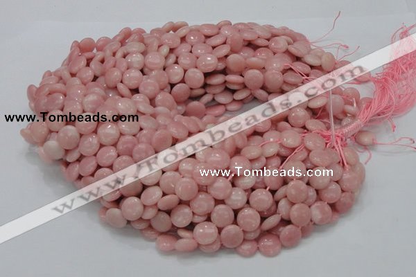 COP414 15.5 inches 12mm flat round Chinese pink opal gemstone beads