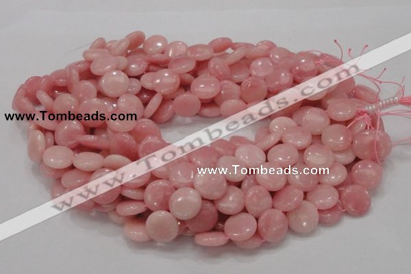 COP415 15.5 inches 15mm flat round Chinese pink opal gemstone beads