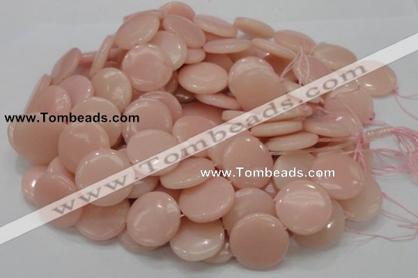 COP416 15.5 inches 28mm flat round Chinese pink opal gemstone beads