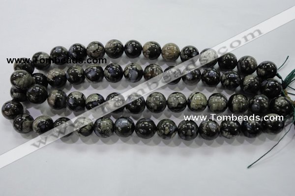 COP456 15.5 inches 14mm round natural grey opal gemstone beads