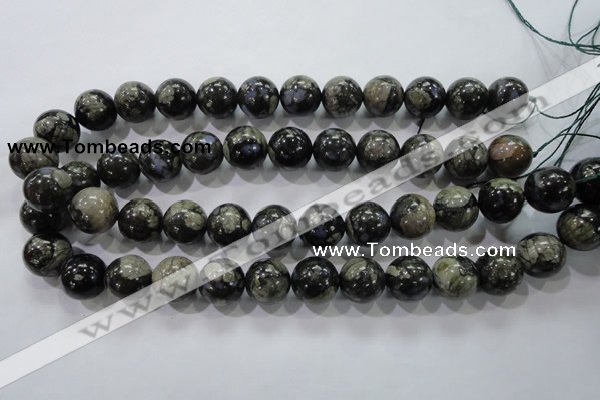 COP457 15.5 inches 16mm round natural grey opal gemstone beads