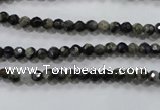 COP460 15.5 inches 4mm faceted round natural grey opal gemstone beads