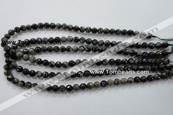 COP462 15.5 inches 8mm faceted round natural grey opal gemstone beads