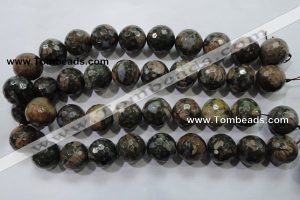 COP468 15.5 inches 20mm faceted round natural grey opal gemstone beads