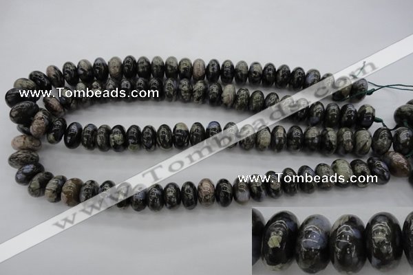 COP470 15.5 inches 10*14mm rondelle natural grey opal beads