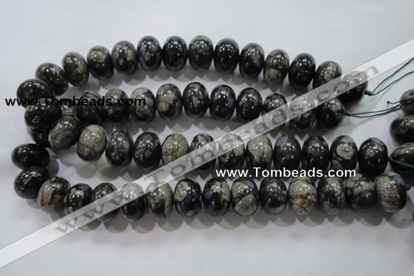 COP474 15.5 inches 15*20mm rondelle natural grey opal gemstone beads