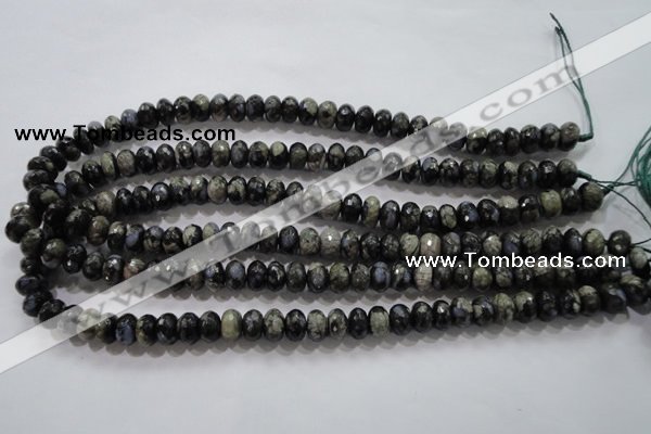 COP475 15.5 inches 6*10mm faceted rondelle natural grey opal beads