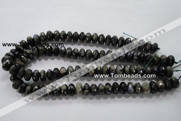 COP476 15.5 inches 8*14mm faceted rondelle natural grey opal beads