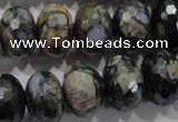 COP478 15.5 inches 13*18mm faceted rondelle natural grey opal beads