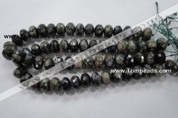 COP478 15.5 inches 13*18mm faceted rondelle natural grey opal beads