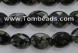 COP486 15.5 inches 10*14mm faceted oval natural grey opal beads