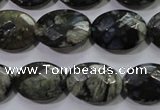 COP487 15.5 inches 13*18mm faceted oval natural grey opal beads