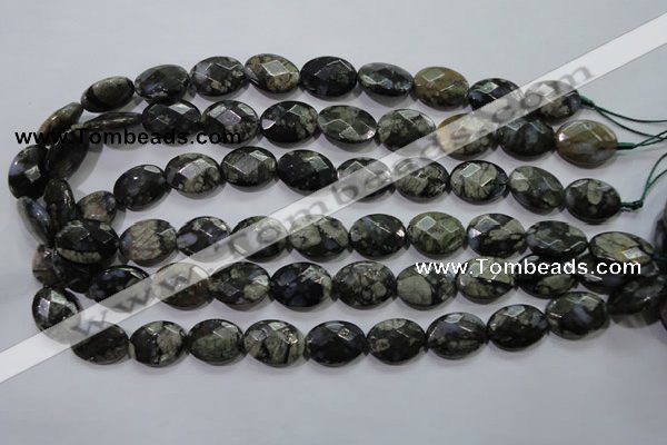 COP487 15.5 inches 13*18mm faceted oval natural grey opal beads