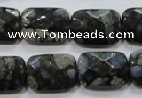 COP490 15.5 inches 13*18mm faceted rectangle natural grey opal beads