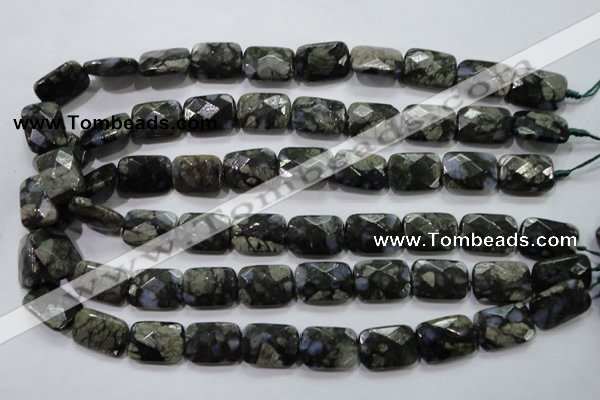 COP490 15.5 inches 13*18mm faceted rectangle natural grey opal beads