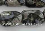 COP492 18*25mm faceted & twisted rectangle natural grey opal beads