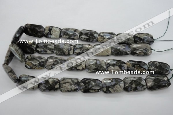 COP492 18*25mm faceted & twisted rectangle natural grey opal beads