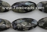 COP494 15.5 inches 15*30mm faceted oval natural grey opal beads