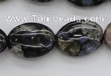 COP497 15.5 inches 12*16mm oval natural grey opal gemstone beads