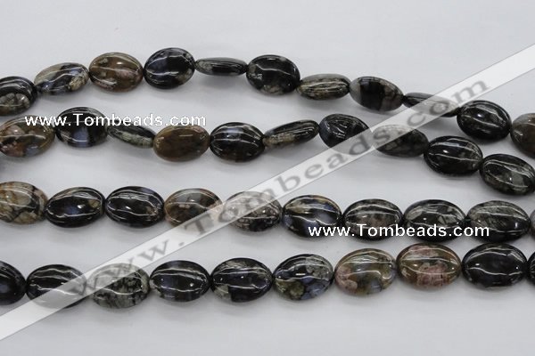 COP497 15.5 inches 12*16mm oval natural grey opal gemstone beads