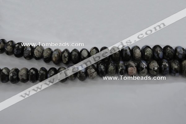 COP499 15.5 inches 8*12mm faceted rondelle natural grey opal beads