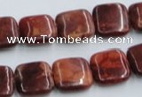 COP527 15.5 inches 14*14mm square red opal gemstone beads wholesale