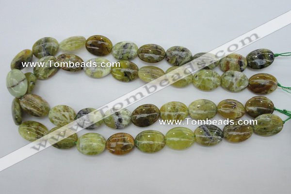 COP550 15.5 inches 15*20mm oval natural yellow & green opal beads