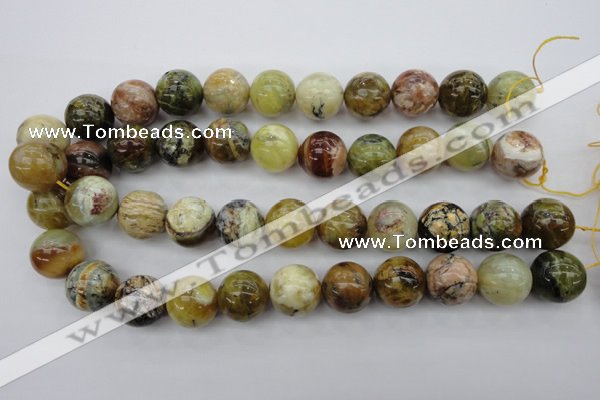 COP551 15.5 inches 18mm round yellow & green natural opal beads