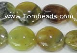 COP553 15.5 inches 20mm flat round yellow & green natural opal beads