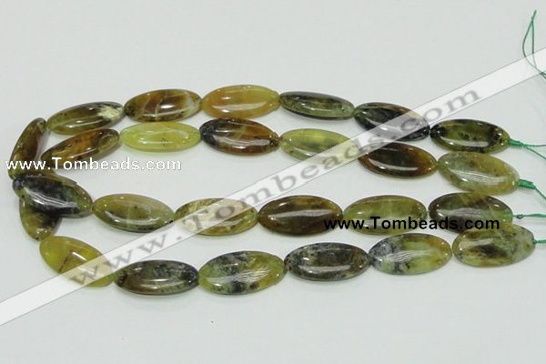 COP554 15.5 inches 15*30mm oval yellow & green natural opal beads