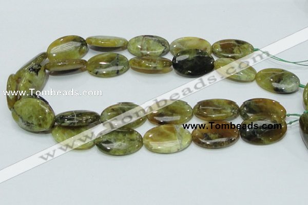 COP555 15.5 inches 20*30mm oval yellow & green natural opal beads