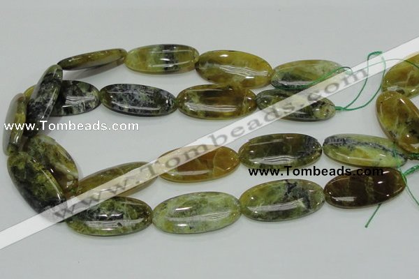 COP556 15.5 inches 20*40mm oval yellow & green natural opal beads